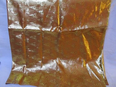 Christmas Taffeta Fabric Red/Gold Christmas trees 45" BTY - Image 1 of 2