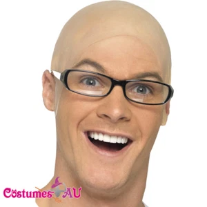 Mens Bald Skin Head Unisex Funny Skinhead Dress Fancy Costume Latex Wig Adult - Picture 1 of 2