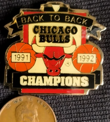 Chicago Bulls Back to Back 1991-1992 Champions Michael Jordan Era Pin - Image 1 of 2