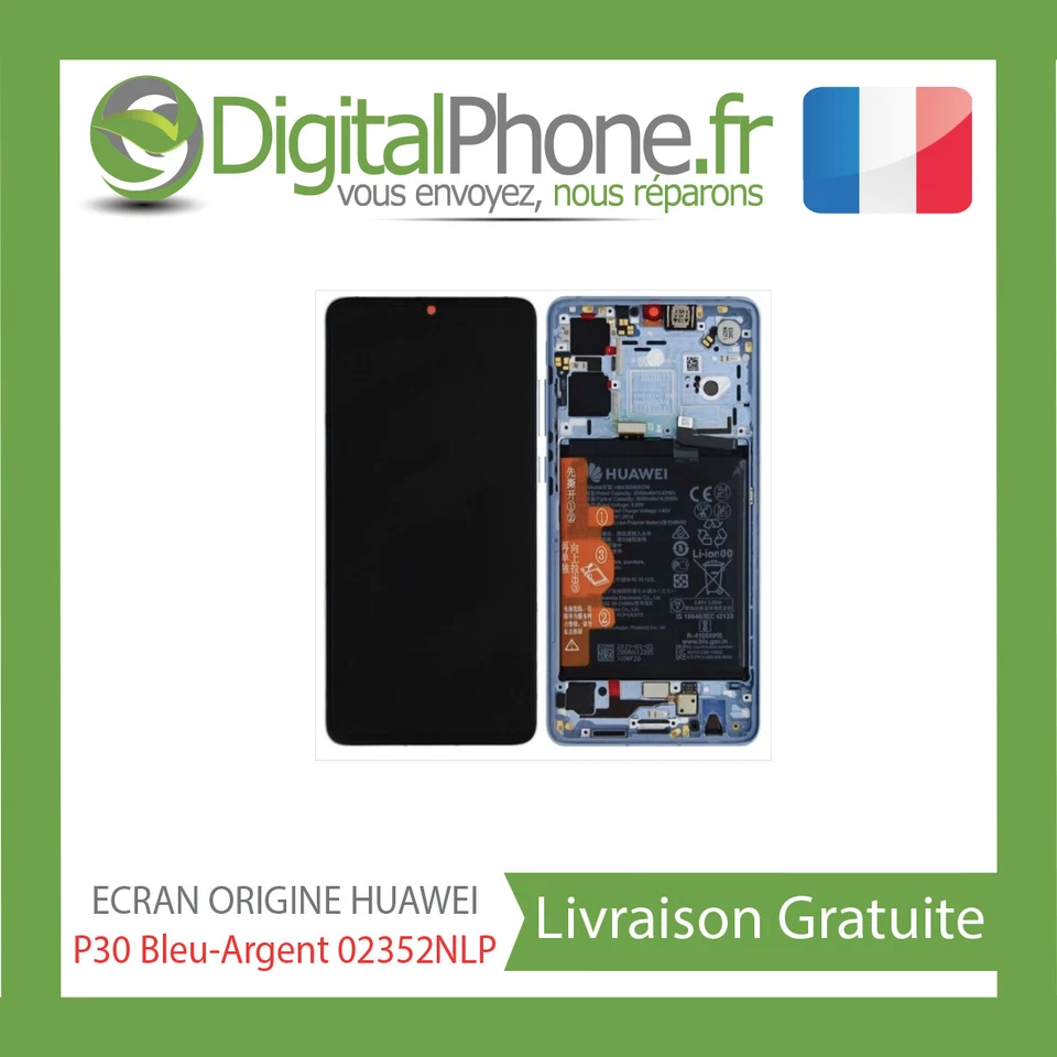Ecran LCD Complet ORIGINE Huawei P30 Blue-Silver 02352NLP -TVA RECUPERABLE- - Photo 1/1