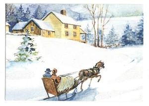 SLEIGH RIDE Paper Magic Glitter Christmas Greeting Card w/ Envelope MG78 - Picture 1 of 3