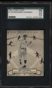 1937 O-Pee-Chee - OPC - #130 Ben Chapman - SGC 70 EX+ - Washington Senators - Picture 1 of 2