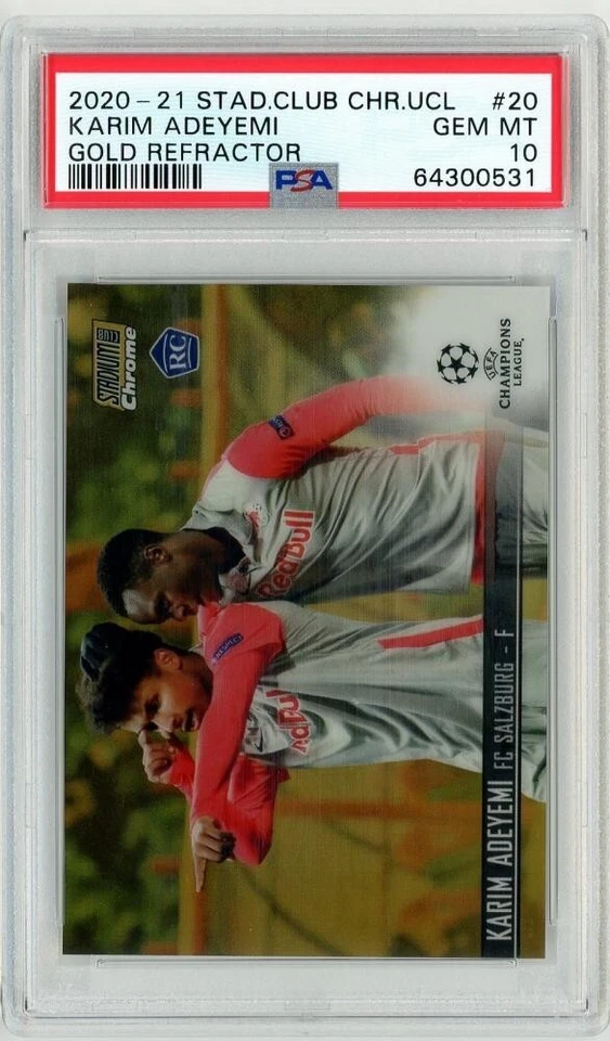 Karim Adeyemi  2020-21 Topps Stadium Chrome UCL #20 Gold Refractor 17/50 [PSA10] - Image 1 of 2