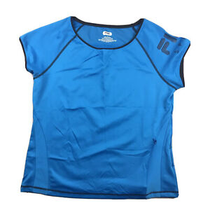 Fila Sport Shirt Womens Large Blue Cap Sleeves Breathable Pocket Lightweight Tee