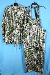 REALTREE CAMOUFLAGE Snap/Zip HOODED Rain Jacket/Overall Bib HUNTING SET Sz L - Picture 1 of 14