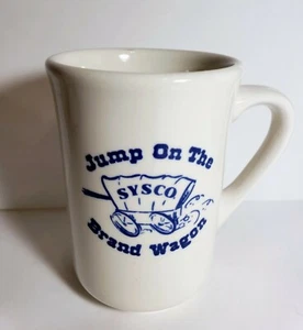 Buffalo China Coffee Mug JUMP ON THE SYSCO BANDWAGON Cup 4" Restaurant Ware VTG - Picture 1 of 12