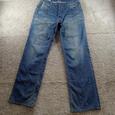 Vtg Parish Nation Jeans Mens 34x32 Blue Whiskering Distressed Button Fly Y2K - Image 1 of 4