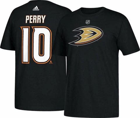 Anaheim Ducks Corey Perry #10 Men's Player Name & Number T-Shirt Black adidas Cover