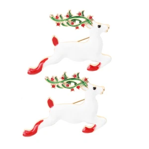 2 Pcs Christmas Brooch Sweater Enamel Boutonnieres Clothes Collar Corsage - Picture 1 of 12