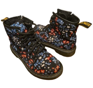 Dr Martens Delaney Canvas Floral Print Boots Zip & Lace Youth Side US 1 EUR 32 - Picture 1 of 11