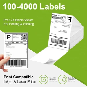Fächerfaltung 4"x6" Direkte Thermische Versandetiketten Perforiert für Zebra Rollo Drucker - Bild 1 von 6