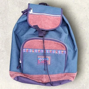 Vtg Northern Trail Aztec Backpack Hiking Bag Nylon Suede Boho Camping 90s - Picture 1 of 14
