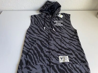 Sudadera con capucha Under Armour Project Rock Rival polar sin mangas cremallera completa para hombre talla M Foto 1 de 4