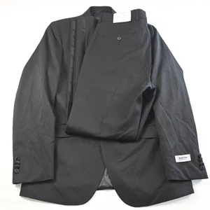 NEW Kenneth Cole 42L 34x34 Black Techni-Cole Ready Flex Mens Jacket Pants Tuxedo - Picture 1 of 12