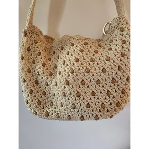 The Sak Crochet handbag with wooden beads 8.5" - Picture 1 of 4