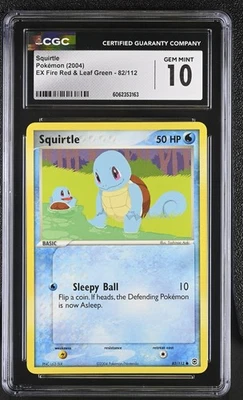 CGC 10 GEM MINT Squirtle 2004 EX Fire Red & Leaf Green 82/112 Pokemon Card - Image 1 of 2