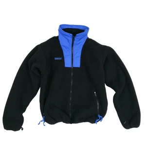 Vintage Columbia Fleece Jacket Zip Up Medium Black Blue Gorpcore Retro USA 90s - Picture 1 of 11