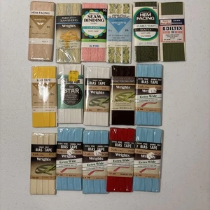Lot Of 16 Packs Bias Hem Seam Tape Lace Sewing Wrights & More NOS Vintage - Picture 1 of 10