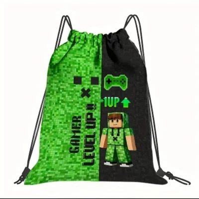 Gymbag Turnbeutel Rucksack Sportbeutel Tasche MINECRAFT Kinder, Pixel Creeper - Bild 1 von 4
