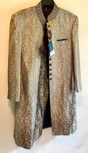 Men's Gold Wedding Sherwani , Junaid Jamshed From Pakistan Size Large NWTGS - Picture 1 of 12