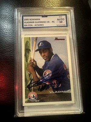 Владимир Герреро старший 1995 Bowman #90 дебютант RC с HOF 18 дюймов подпись JSA 10 с автографом - Изображение 1 из 2
