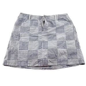 Croft & Barrow Women's Skort size 12 Patchwork Seersucker blue white Classic Fit - Picture 1 of 6