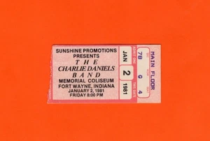 Boleto de concierto de The Charlie Daniels Band 1981 Fort Wayne, IN - Imagen 1 de 1