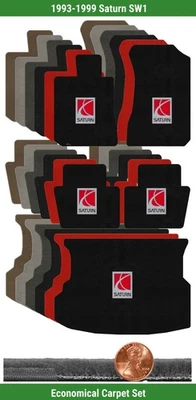 Juego de alfombrillas Velourtex personalizadas para Saturn SW1 1993-1999 con logotipo (5 piezas) #1224 Foto 1 de 4