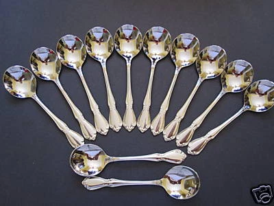 12  CHATEAU CREAM/BOUILLON SPOONS  ONEIDA NEW 18/8 FREE SHIPPING US ONLY - Image 1 of 2