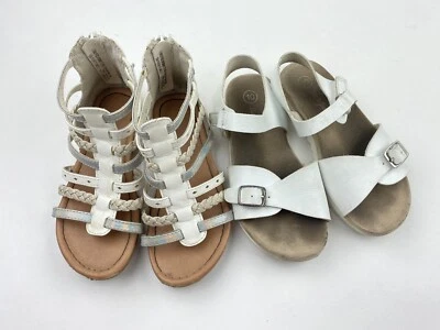 Wonder Nation & Cat and Jack Girls 10 Sandals Lot White Shoes Strappy - Image 1 of 4