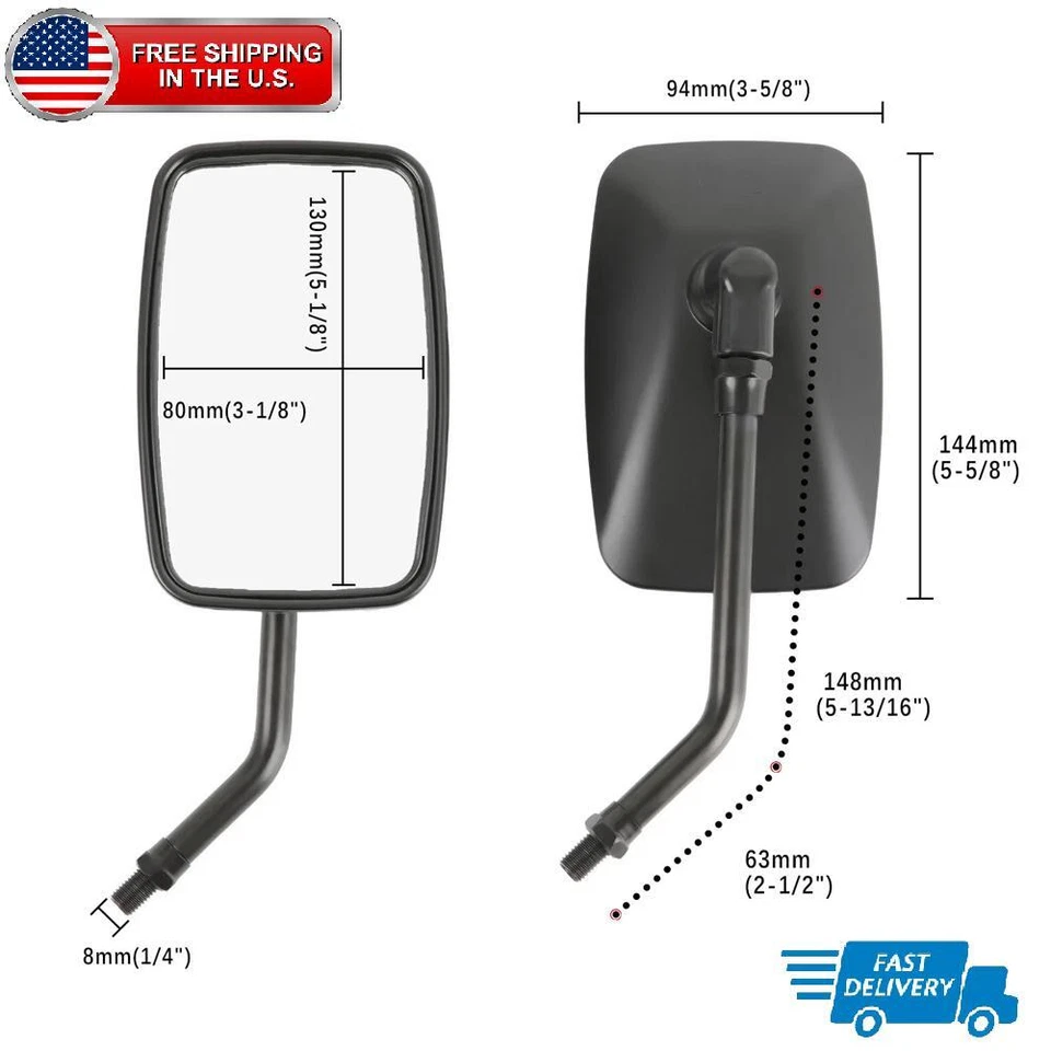 For Honda Shadow Phantom Spirit Aero ACE 750 Black Rectangle Motorcycle Mirrors - Изображение 1 из 4