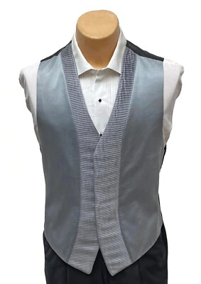 Men's Silver Jean Yves Mirage Fullback Tuxedo Vest Prom Wedding Groom Masonic M - Image 1 of 4