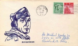 Cubierta patriótica "Bombadier" Segunda Guerra Mundial. Matasellos 1944. - Imagen 1 de 2