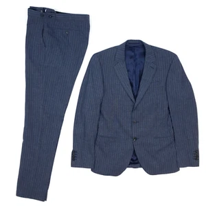 Traje Reiss 36 46 = Pequeño Calce Ajustado 2 Piezas Azul Índigo Rayas W32 L32 Nuevo con Etiquetas - Imagen 1 de 24