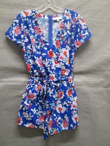 Yumi Kim Romper Womens Medium Blue Shorts Floral V-Neck Jumpsuits Chelsea Ladies - Picture 1 of 8