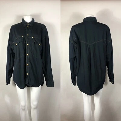 Vtg Gianni Versace Jeans Signature Navy Shirt M - Image 1 of 4