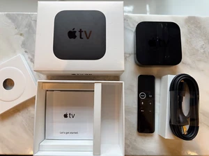Apple TV IN BOX WITH SIRI REMOTE & CABLE, 4K HDR Media Streamer - Black - Picture 1 of 6