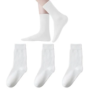 Womens Seamless Socks Thin Dress Crew Socks Soft Lightweight socks White 3 Pack - Picture 1 of 6