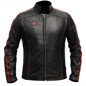 Mass Effect 3 N7 Commander Shepard Motorcycle Biker Genuine Leather Jacket