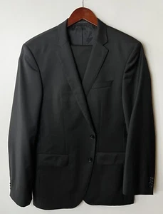 #261 Hugo Boss Huge6/Genius5 Solid Black Suit Size 40 R RETAIL $895 - Picture 1 of 9