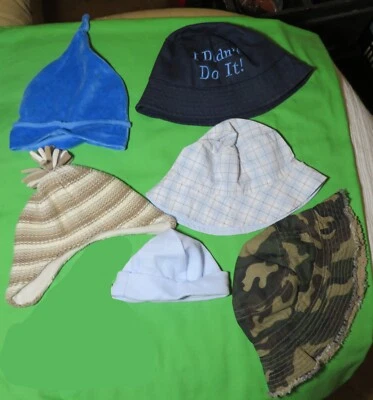 6 HATS - AGE 0-2 - CAMO HAT "I DIDN'T DO IT" HAT BUCKET SUMMER WINTER NIGHT HAT - Image 1 of 4
