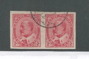 Canada KEVIi 1902 2 cents used imperf pair - Picture 1 of 1