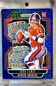 Denver Broncos John Elway, Rhinestones Prizm Superbowl Rings Custom Card.