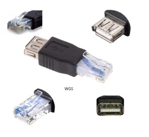 2/1Pcs USB 2.0 Type A Female To RJ45 Male Ethernet Network LAN Adapter Connector - Picture 1 of 8