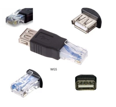 2/1Pcs USB 2.0 Type A Female To RJ45 Male Ethernet Network LAN Adapter Connector - Image 1 of 4