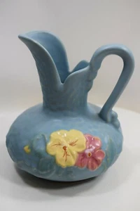 WELLER POTTERY 1935-1939 DELSA 7 inch #10, DOUBLE PANSY EWER or PITCHER - Picture 1 of 11