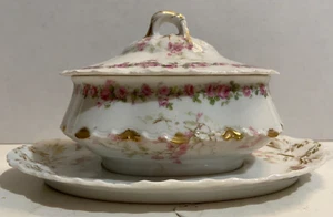 PRINCESS HAVILAND - LIMOGES FRANCE SCHLIEGER CHINA - GRAVY DISH ATTACHED PLATE - Picture 1 of 8