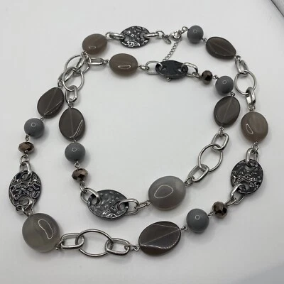 Collar Lia Sophia "Zúrich" Genuino Ágata, Vidrio y Resina Tono Plata J03 Foto 1 de 4