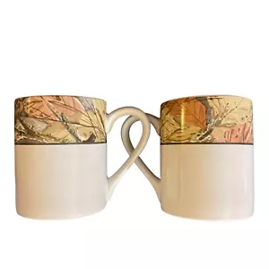 Corelle Impressions WOODLAND LEAVES Stoneware Coffee Mugs/Cups Set Of 2  - Picture 1 of 6