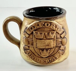 Vintage - Oxford University Ceramic Mug – Embossed Coat of Arms – 3.5” Tall - Picture 1 of 21